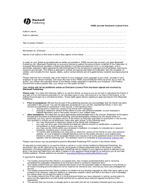 FEBS Journal Exclusive Licence Form