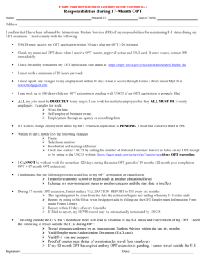 OPT Extension Responsibilities Form
