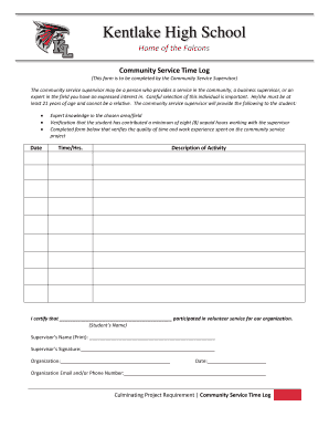 Community Service Time Log