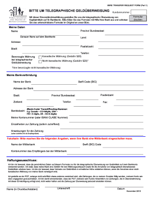 WIRE TRANSFER REQUEST FORM (Part 1)