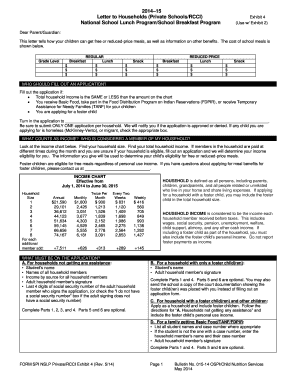 National School Lunch Program Application