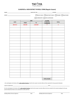 Classified or Non District Payroll Form