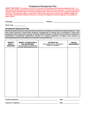 Professional Development Plan Form