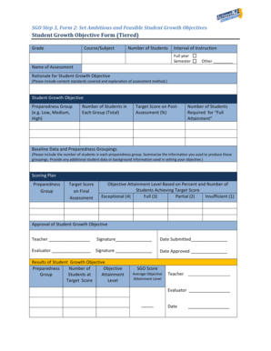 Student Growth Objective Form