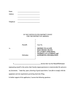 Motion to Allow Electronic Filing