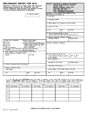 Wisconsin Unemployment Insurance Preliminary Report