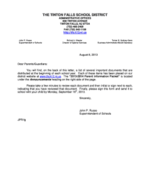 Tinton Falls School District Parent Information Packet