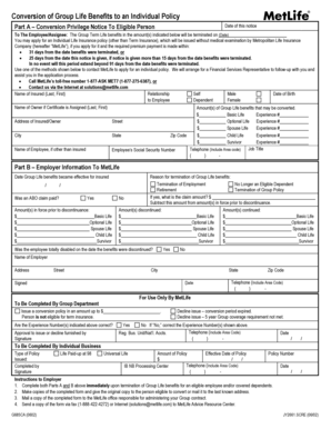 Group Life Benefits Conversion Notice