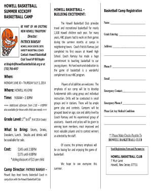 Howell Basketball Camp Registration Form