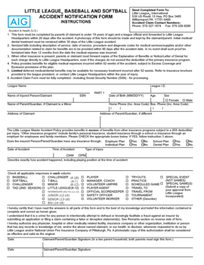 Little League Accident Notification Form