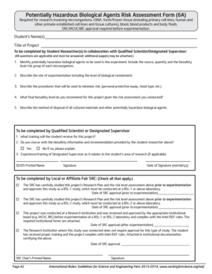 Potentially Hazardous Biological Agents Risk Assessment Form