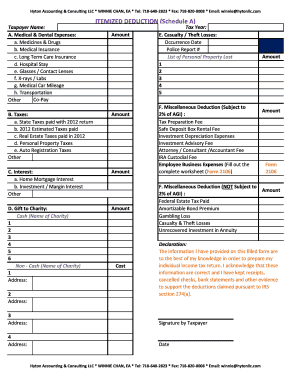 Itemized Deduction Schedule A