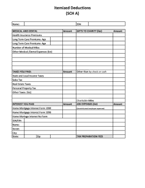 Schedule A Itemized Deductions