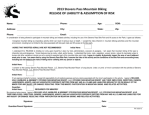 Stevens Pass Mountain Biking Release of Liability
