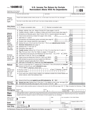 Form 1040NR-EZ US Nonresident Alien Tax Return