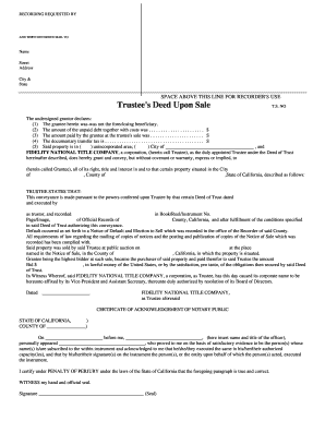 Trustee's Deed Upon Sale