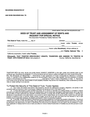 California Deed of Trust and Assignment of Rents