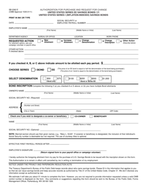 US Savings Bond Purchase Authorization Form