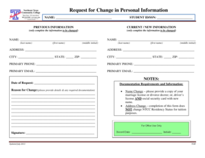 Request for Change in Personal Information