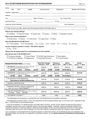 2014 ACVIM Forum Registration for Veterinarians