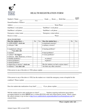 Health Registration Form
