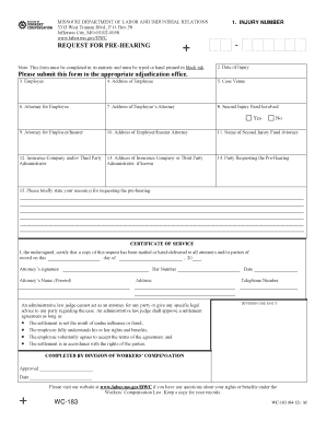Missouri Request for Pre-Hearing Form