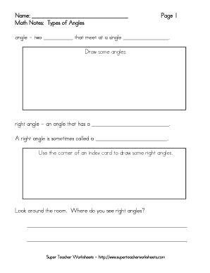 Math Notes Types of Angles Worksheet