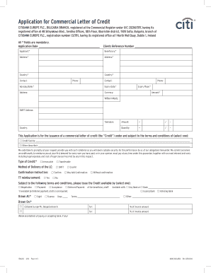 Commercial Letter of Credit Application