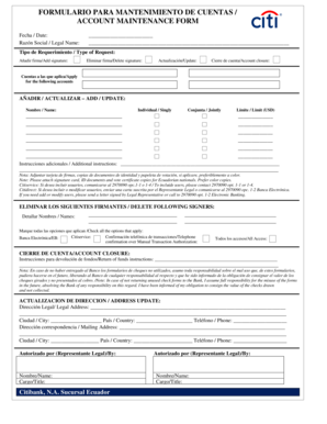 Account Maintenance Form