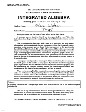 Integrated Algebra Regents Exam