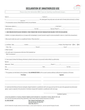 Declaration of Unauthorized Use