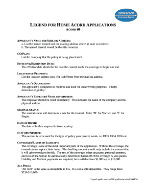 ACORD 80 Home Insurance Application