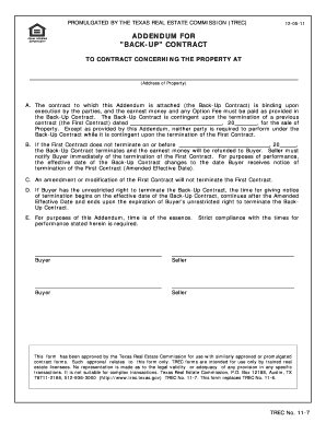 Texas Equal Housing Addendum for Back-Up Contract
