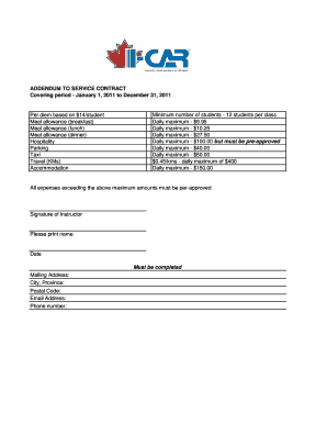 2011 Addendum to Instructor Contract - I-Car