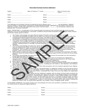 Short Sale Purchase Contract Addendum