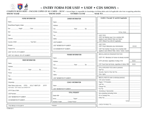 USEF USDF CDS Horse Show Entry Form
