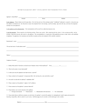 Monbukagakusho Scholarship Recommendation Form