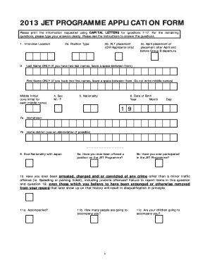 2013 JET Programme Application Form