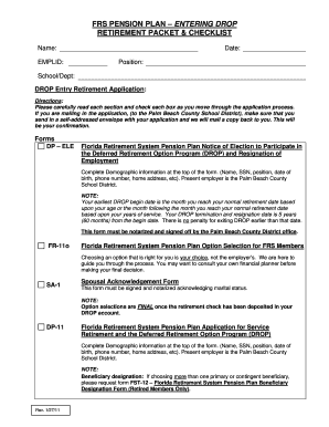 Florida Retirement System Pension Plan DROP Application