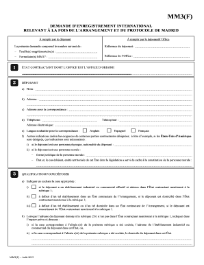 Formulaire MM3 d’enregistrement international
