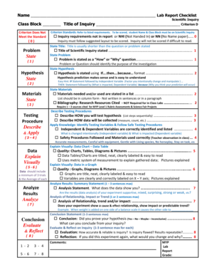 Lab Report Rubric and Guide for Temperature and Color
