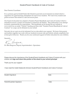 Iredell-Statesville Schools Student/Parent Handbook & Code of Conduct