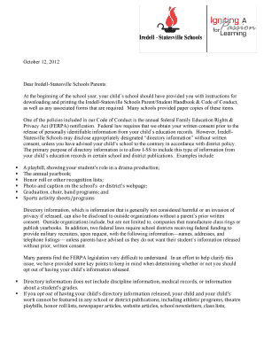 FERPA Notification and Opt Out Form