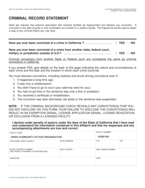 California Criminal Record Statement
