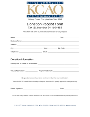 Donation Receipt Form