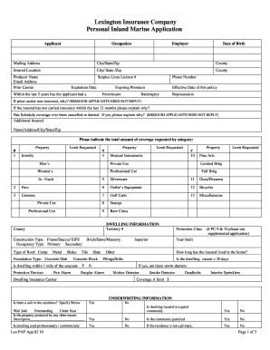 Personal Inland Marine Application