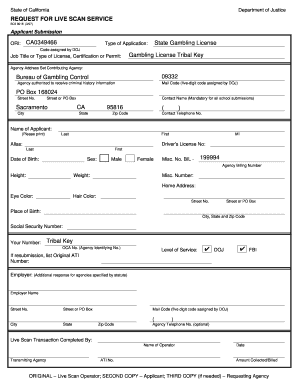 California Live Scan Request Form