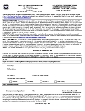 Texas Freeport Exemption Application