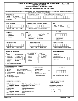 California Hospital Inpatient Manual Abstract Reporting Form