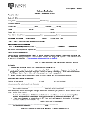 Working with Children Statutory Declaration